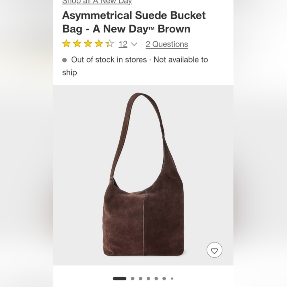 Asymmetrical Brown Suede Shoulder Bag - Picture 7 of 8